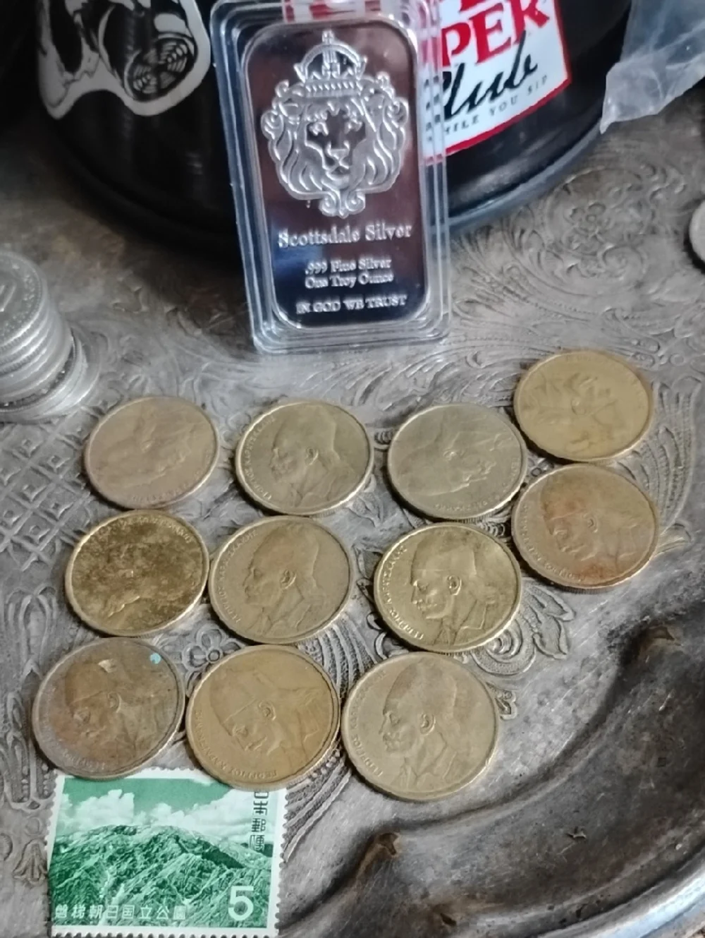 Men's Silver Billion Bar and Coins(Greek Drachmas )11